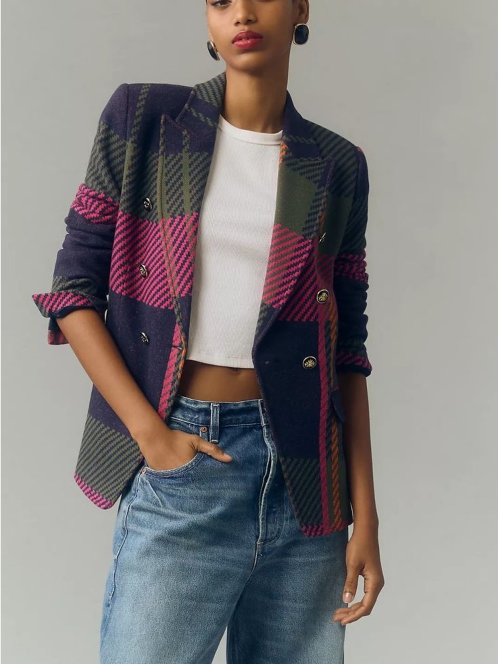 Vilagallo • Ingrid Knit Check Blazer Jacket
